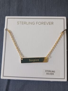 Sterling Forever Gold 'Inspire' Mini Bar Necklace | New
